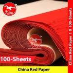 【100-Sheets±】 China Red Paper Kertas Merah China #中国 #大红纸 #红纸 #书法 #剪纸 #喜事 #祭拜 #结婚红纸 #朱砂红 #8300